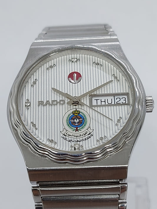 Vintage 1980 Rado Saudi Armed Forces Automatic Day Date Men's Watch.