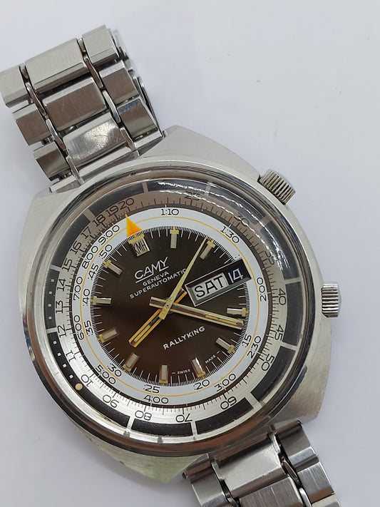 Vintage 1970 Camy Rallyking Automatic Compressor Diver Men's Watch Swiss Made.