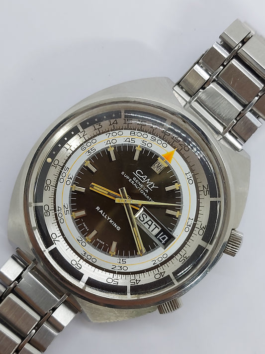 Vintage 1970 Camy Rallyking Automatic Compressor Diver Men's Watch Swiss Made.