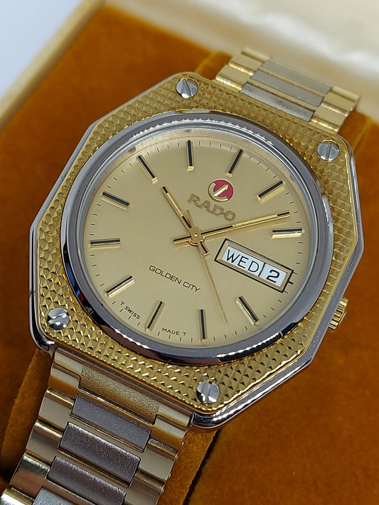 NOS 1980 Rado Golden City Automatic 606.3192.2 Men's Watch Swiss Made.