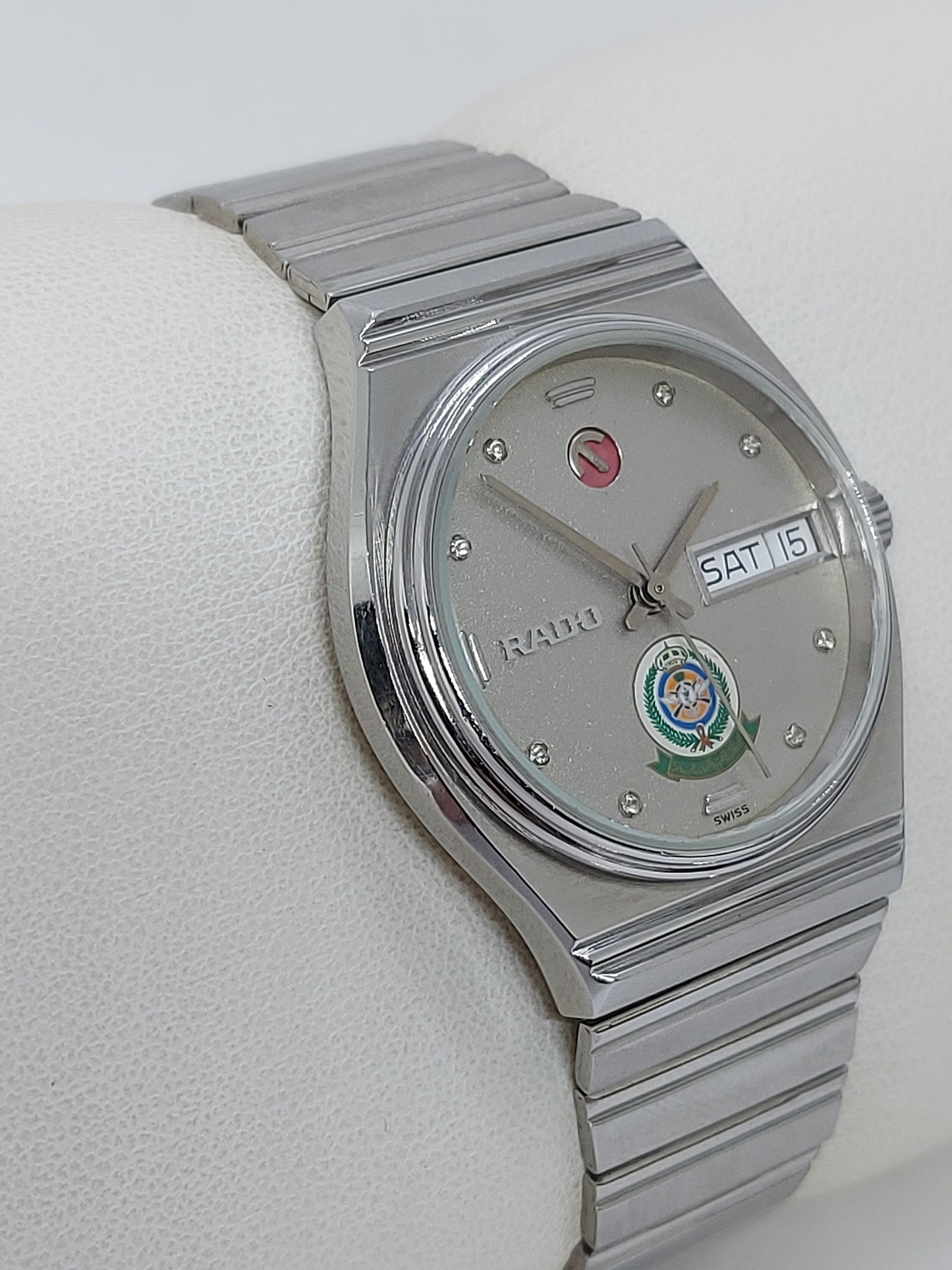 Vintage 1980 Rado Saudi Armed Forces Automatic Day Date Men's Watch.