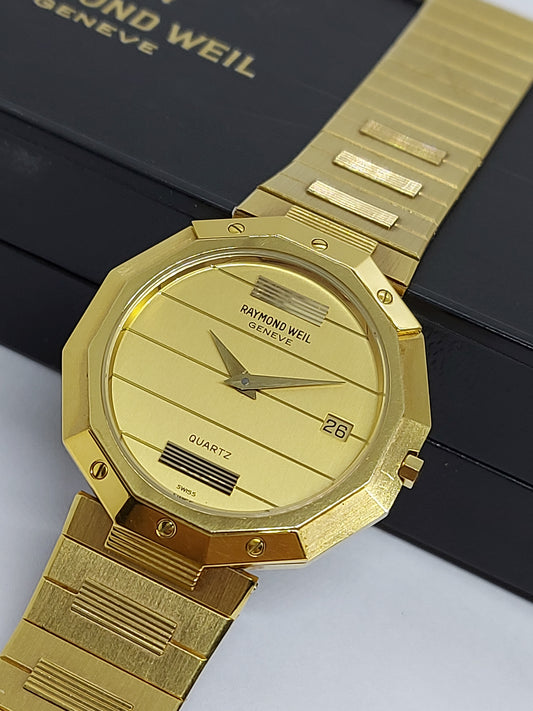 Vintage 1980 Raymond Weil Quartz Men’s Classic Gold Plated Men's Watch Limited Edition Model Swiss Made.