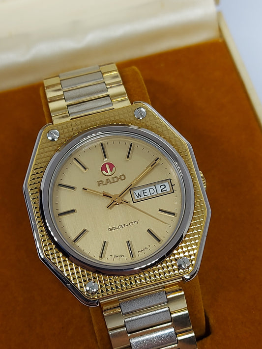NOS 1980 Rado Golden City Automatic 606.3192.2 Men's Watch Swiss Made.