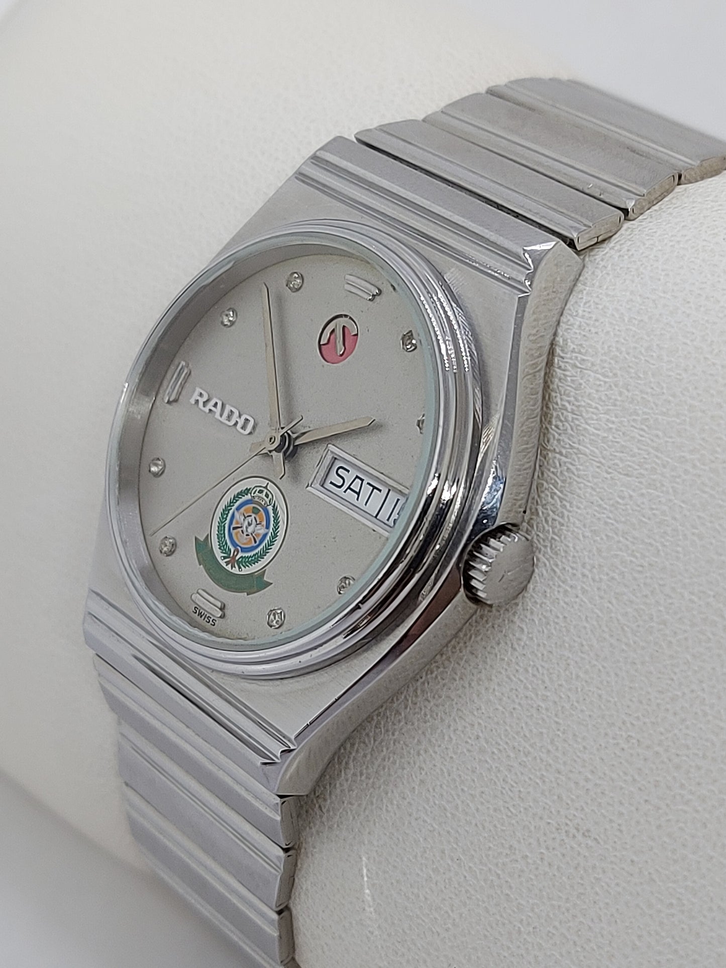 Vintage 1980 Rado Saudi Armed Forces Automatic Day Date Men's Watch.
