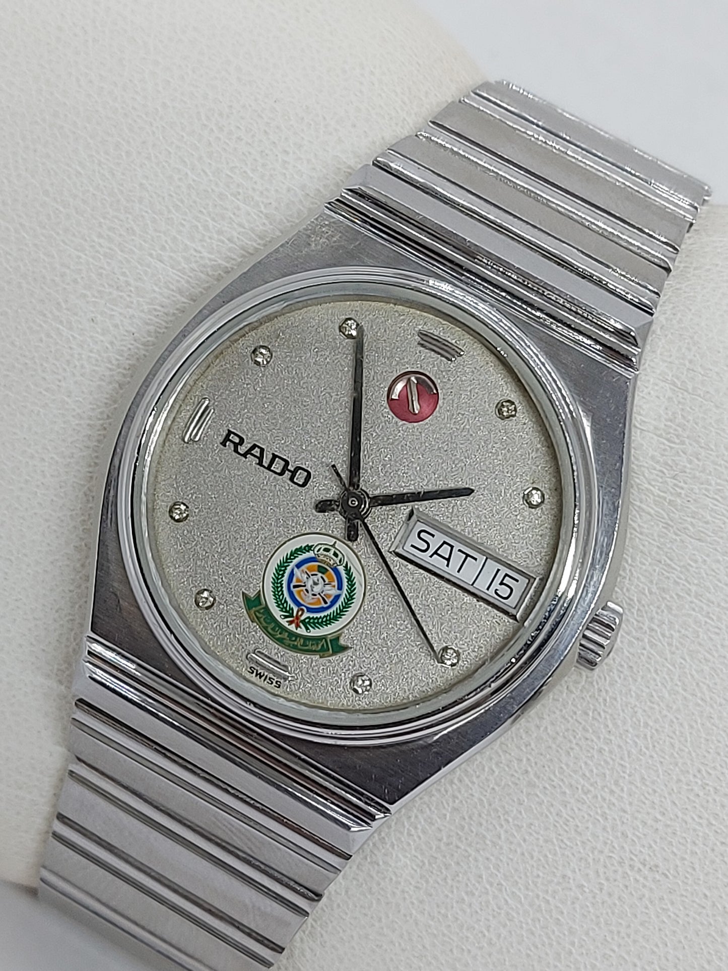 Vintage 1980 Rado Saudi Armed Forces Automatic Day Date Men's Watch.