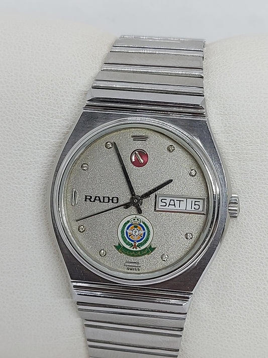Vintage 1980 Rado Saudi Armed Forces Automatic Day Date Men's Watch.